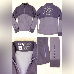 LadyBoss Purple Full-Zip Athletic Jacket – Medium – Inspirational Quote Back